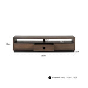 6503 BROWN - TV cabinet Oakura 3-drawers (Brown)