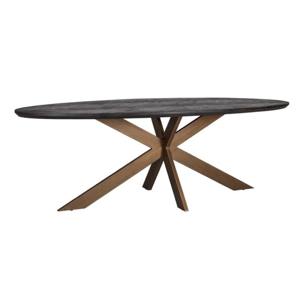 7378 - Dining table Blackbone brass oval 230 (Black rustic)