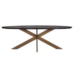 7378 - Dining table Blackbone brass oval 230 (Black rustic)