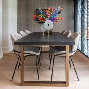 7379 - Dining table Blackbone brass 220 (Black rustic)