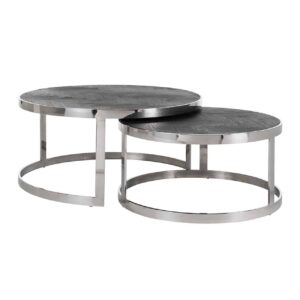 7405 - Coffee table Blackbone silver set of 2  (Black rustic)