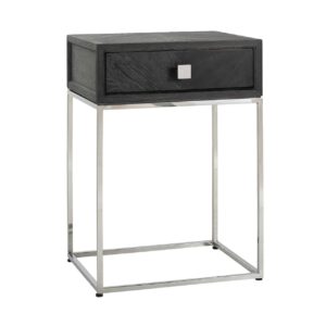 7413 - Nightstand Blackbone silver 1-drawer (Black rustic)