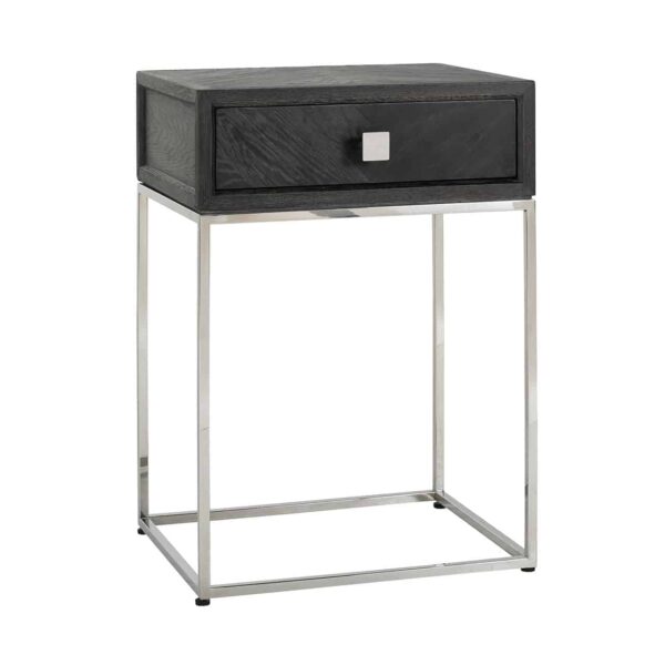 7413 - Nightstand Blackbone silver 1-drawer (Black rustic)