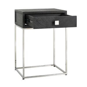 7413 - Nightstand Blackbone silver 1-drawer (Black rustic)