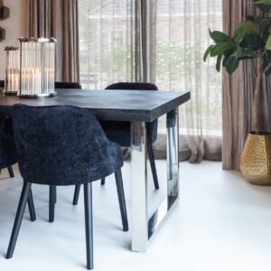 7419 - Dining table Blackbone silver 220 (Black rustic)