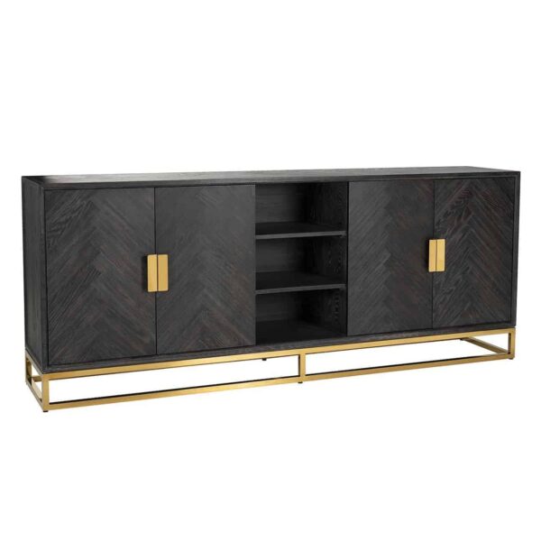 7446 - Sideboard Blackbone gold 4-doors  (Black rustic)