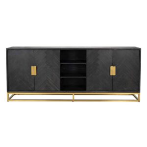 7446 - Sideboard Blackbone gold 4-doors  (Black rustic)