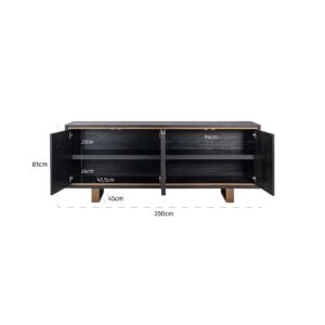 7481 - Sideboard Hunter 4-doors (Black rustic)