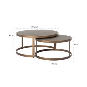 7523 - Coffee table Bloomville set of 2 (Gold)