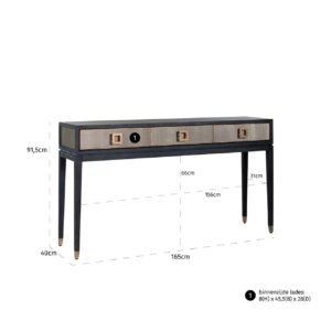 7524 - Console Bloomville 3-drawers (Gold)