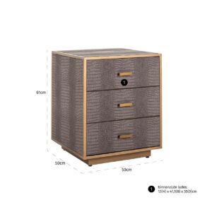 7534 - Nightstand Classio 3-drawers (Brushed Gold)