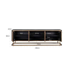 7536 - TV cabinet Classio with 4-doors (Brushed Gold)