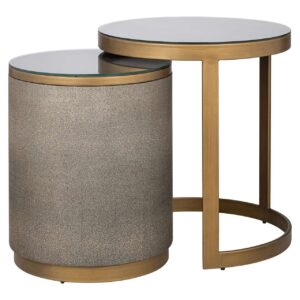 7537 - End table Bloomville set of 2 incl. glass (Gold)