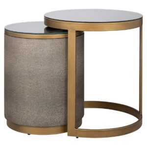 7537 - End table Bloomville set of 2 incl. glass (Gold)