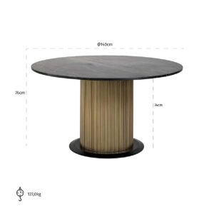 7578 - Dining table Ironville 140Ø (Black/gold)