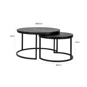 7591 - Coffee table Catana set of 2  (Black)