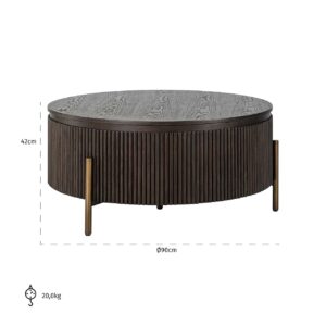 7752 - Coffee table Luxor 95Ø (Brown)