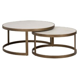 7792 - Coffee table Whitebone brass set of 2 (Verona Grey)