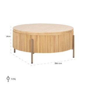 7863 - Coffee table Belfort 85Ø (Natural oak)