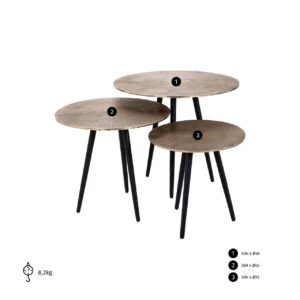 825033 - Coffee table Vittorio set of 3  (Champagne gold)