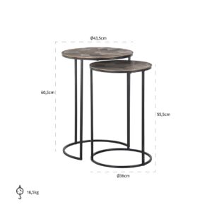 825193 - End table Tulum set of 2 (Brushed Gold)