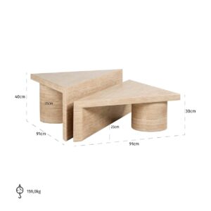 8676 - Coffee table Fictus set of 2 faux travertine (Beige)