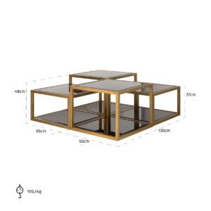 9428 - Coffee table Loua set of 4 (Brushed Gold)