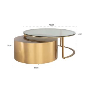 9467 - Coffee table Orlan set of 2 (Gold)