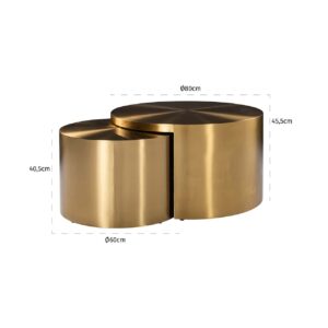 9913 - Coffee table Big & Rich set of 2 (Brushed Gold)