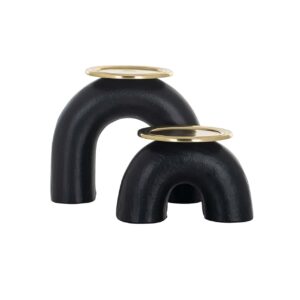 -KA-0177 - Candle holder Femke small (Black/gold)