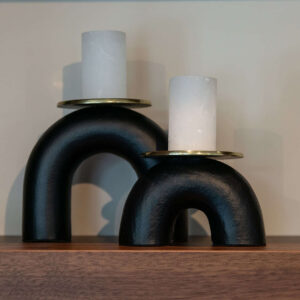 -KA-0177 - Candle holder Femke small (Black/gold)