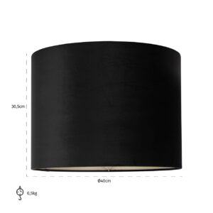 -LK-0056 MEDIUM - Lampshade Maddy black velvet cilinder 40Ø (Black)