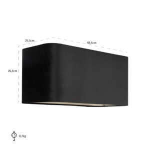 -LK-0056 RECTANGLE - Lampshade Maddy black velvet rectangle (Black)