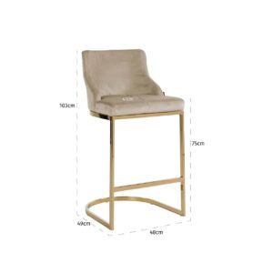 S4460 FR KHAKI VELVET - Bar stool Bolton khaki velvet / gold fire retardant (Quartz Khaki 903)