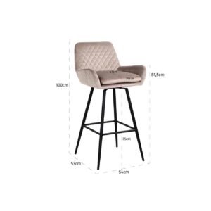 S4462 KHAKI VELVET - Bar stool Linsey swivel khaki velvet (Quartz Khaki 903)