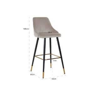 S4476 KHAKI VELVET - Bar stool Imani khaki velvet (Quartz Khaki 903)