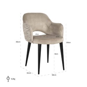 S4483 FR TRENDY NATURE - Arm chair Giovanna trendy nature/quartz khaki fire retardant (Be Trendy 01 Nature)