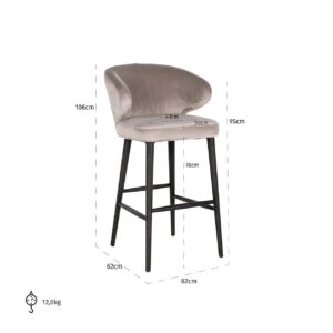 S4496 KHAKI VELVET - Bar stool Indigo khaki velvet (Quartz Khaki 903)