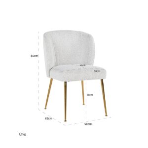 S4506 WHITE BOUCLÉ - Chair Cannon white bouclé / brushed gold (Copenhagen 900 Bouclé White)