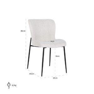 S4509 WHITE BOUCLÉ - Chair Darby white bouclé / black (Copenhagen 900 Bouclé White)