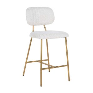 S4522 WHITE BOUCLÉ - Counter stool Xenia white bouclé / brushed gold (Copenhagen 900 Bouclé White)