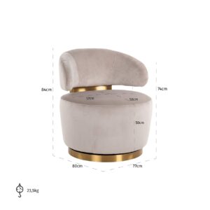 S4546 KHAKI VELVET - Swivel chair Maxime khaki velvet (Quartz Khaki 903)