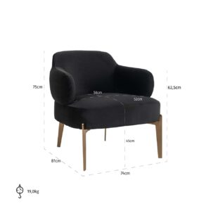 S4558 FR ANTRACIET VELVET - Lounge chair Venus antraciet velvet fire retardant (FR-Quartz 801 Antraciet)