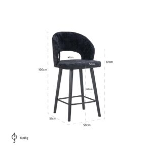 S4561 BLACK CHENILLE - Counter stool Savoy black chenille (Bergen 809 black chenille)