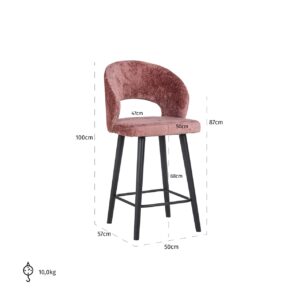 S4561 ROSE CHENILLE - Counter stool Savoy rose chenille (Bergen 705 rose chenille)