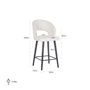 S4561 WHITE BOUCLE - Counter stool Savoy white bouclé (Copenhagen 900 Bouclé White)