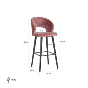 S4562 ROSE CHENILLE - Bar stool Savoy rose chenille (Bergen 705 rose chenille)