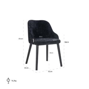 S4563 BLACK CHENILLE - Chair Twiggy black chenille (Bergen 809 black chenille)