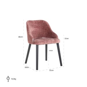 S4563 ROSE CHENILLE - Chair Twiggy rose chenille (Bergen 705 rose chenille)