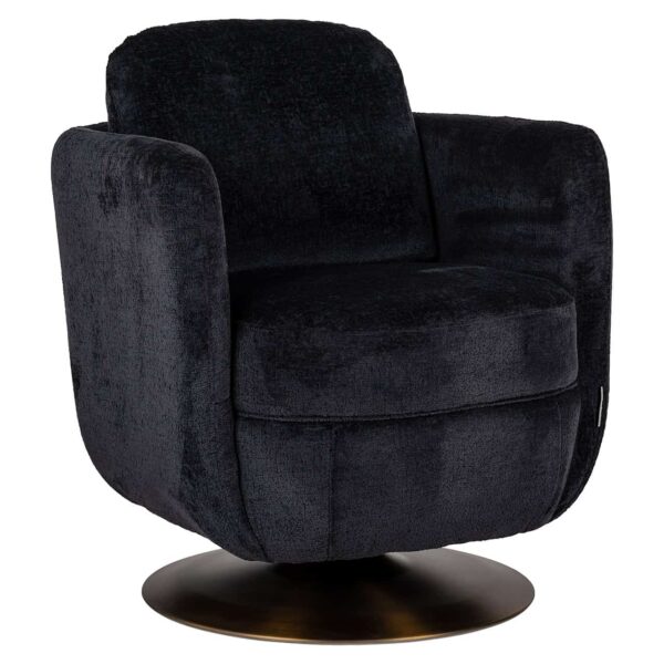 S4576 BLACK CHENILLE - Swivel lounge chair Turner black chenille (Bergen 809 black chenille)